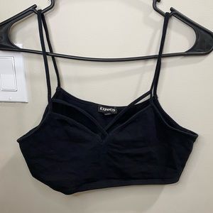 EXPRESS bralet top, black, spaghetti strap, size M